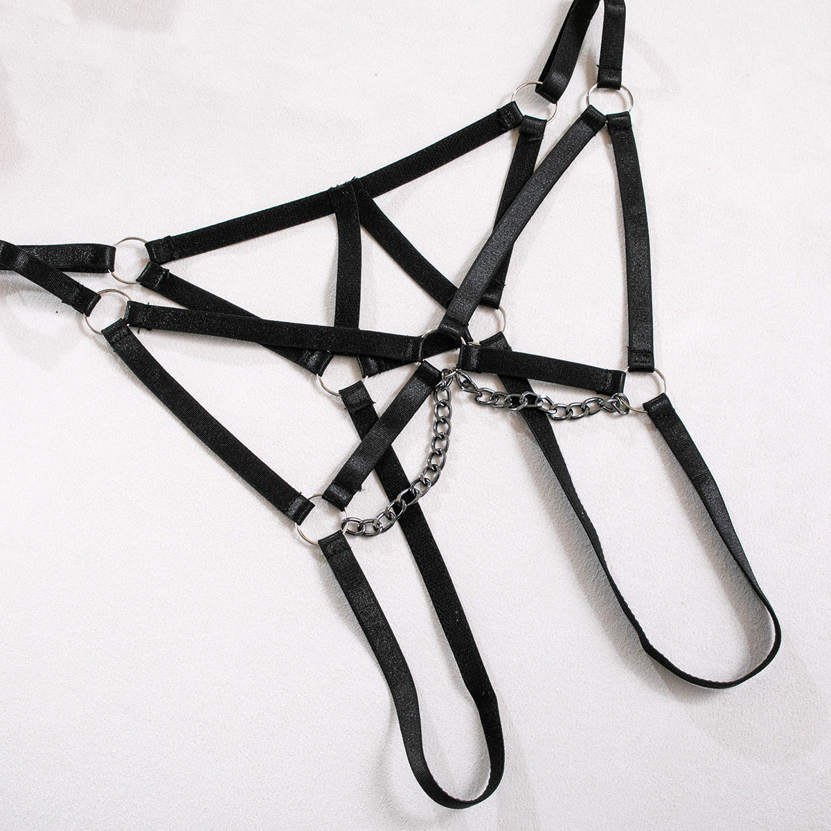 Women's Sexy Chest-Exposing Lingerie, Heavy Craft Stitching Metal Chain Halter Sexy Lingerie 3-Piece Set