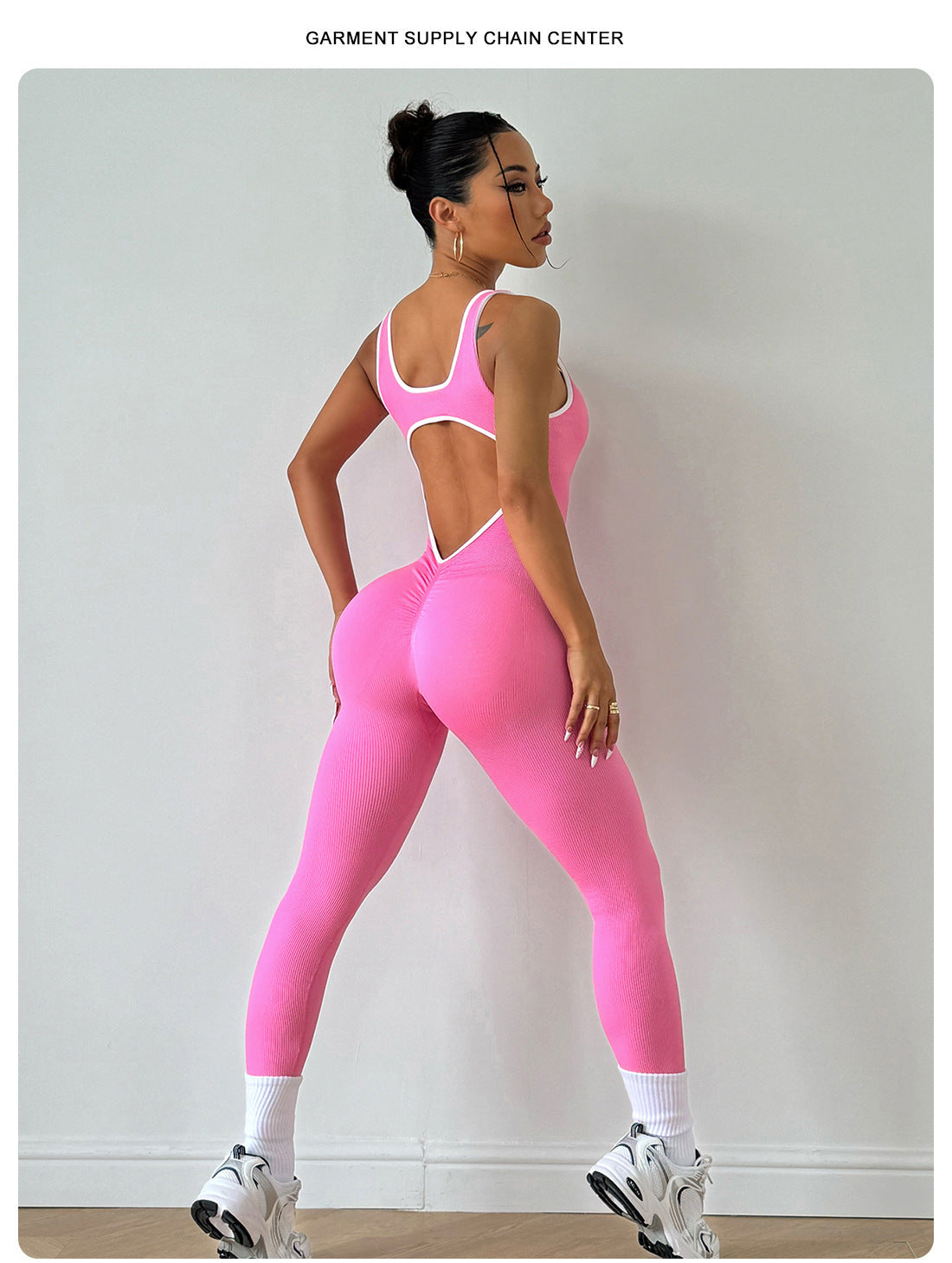 Women's Seamless One-Piece Sports Leggings with Open Back, Sleeveless Tight Butt-Lifting Quick-Dry Yoga Bodysuit