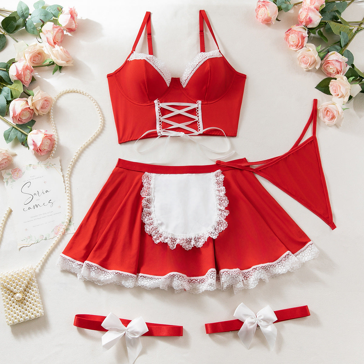 Sexy Strap Temptation Maid Costume, Cosplay Uniform Set