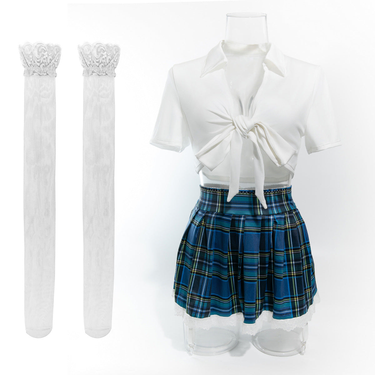 Sexy Hot Plaid Skirt JK Uniform, Deep V Temptation Game Sexy Uniform, Cosplay Underwear Suit
