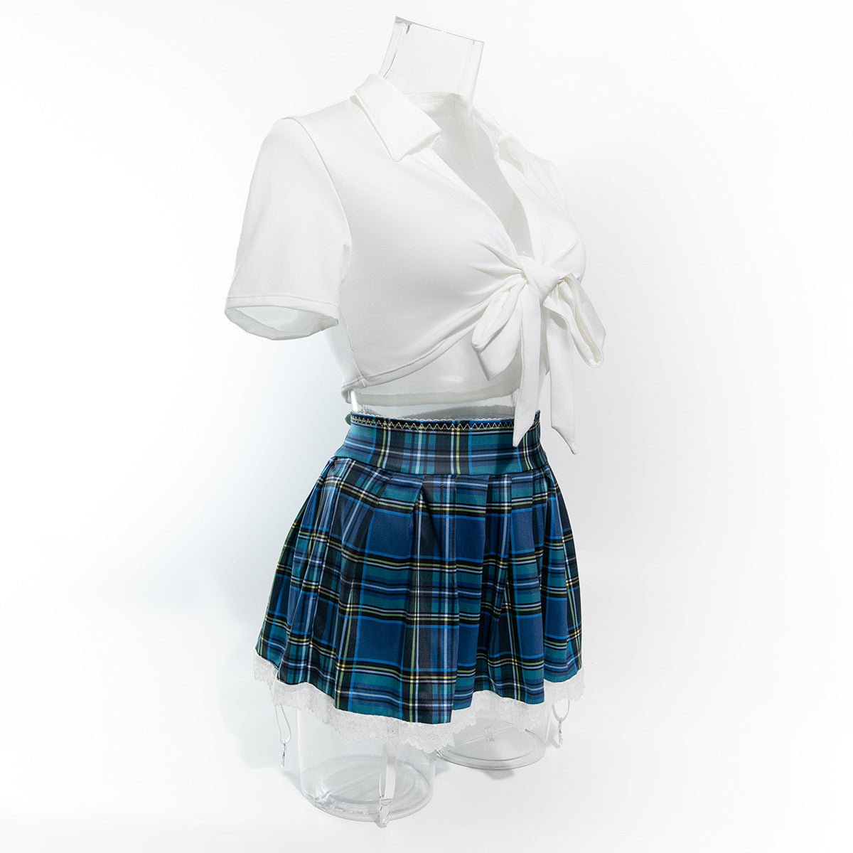 Sexy Hot Plaid Skirt JK Uniform, Deep V Temptation Game Sexy Uniform, Cosplay Underwear Suit