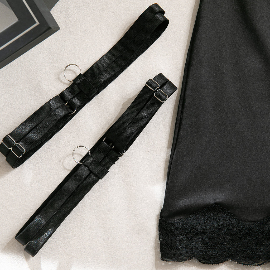 Women's Lace Trim Lingerie Set, Sexy Hollow Out Patchwork Shaping Sexy Lingerie