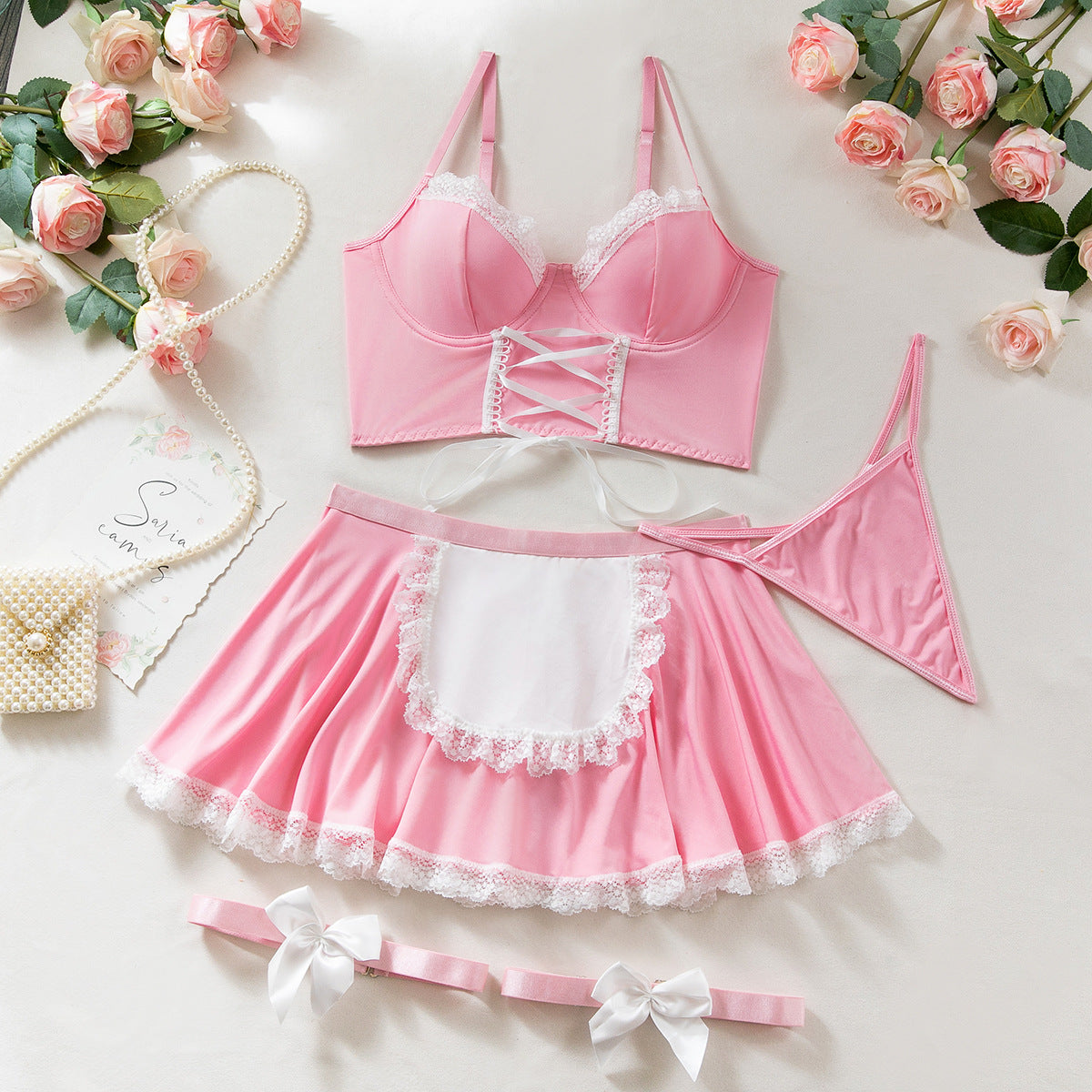 Sexy Strap Temptation Maid Costume, Cosplay Uniform Set