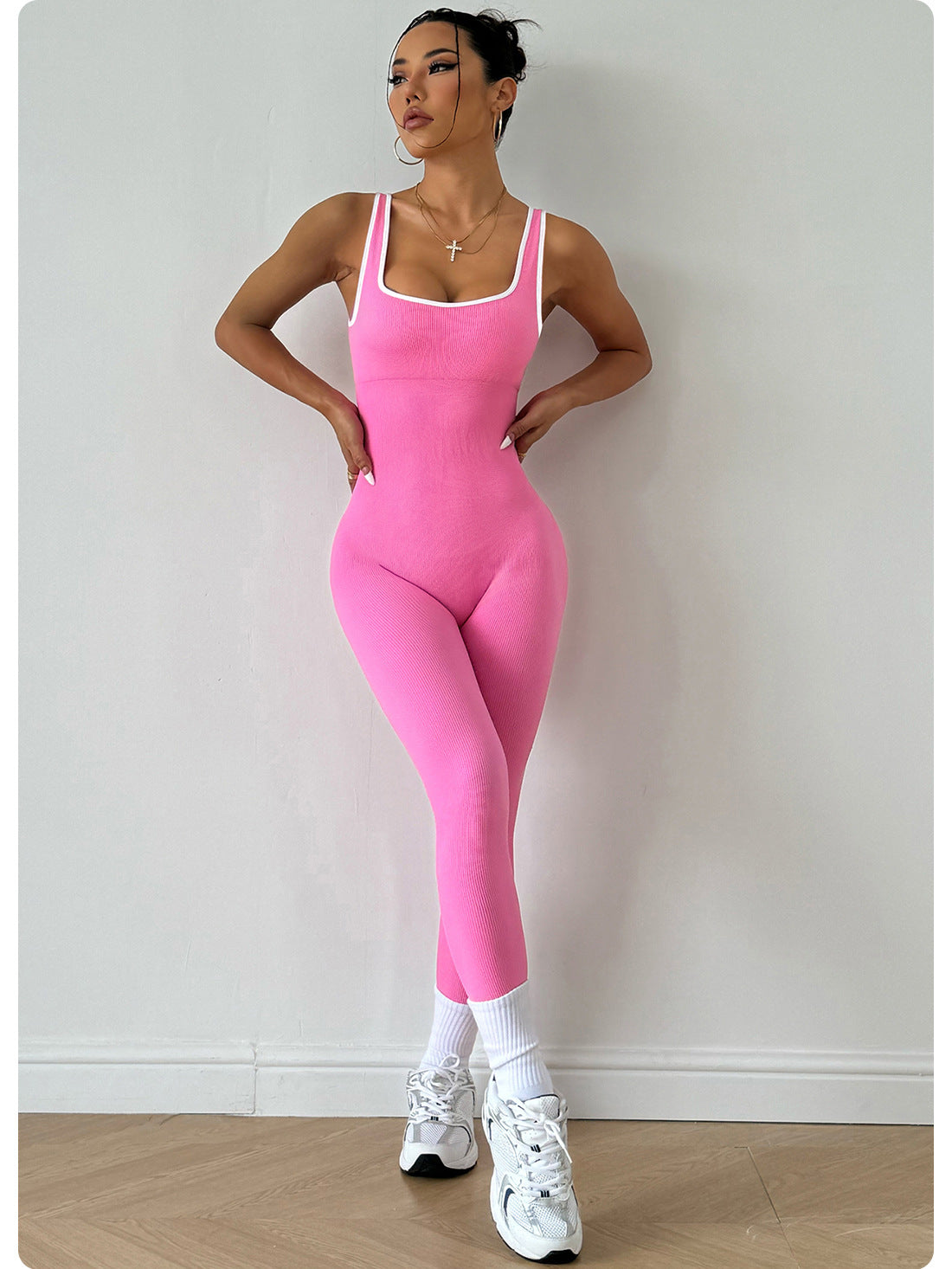 Women's Seamless One-Piece Sports Leggings with Open Back, Sleeveless Tight Butt-Lifting Quick-Dry Yoga Bodysuit