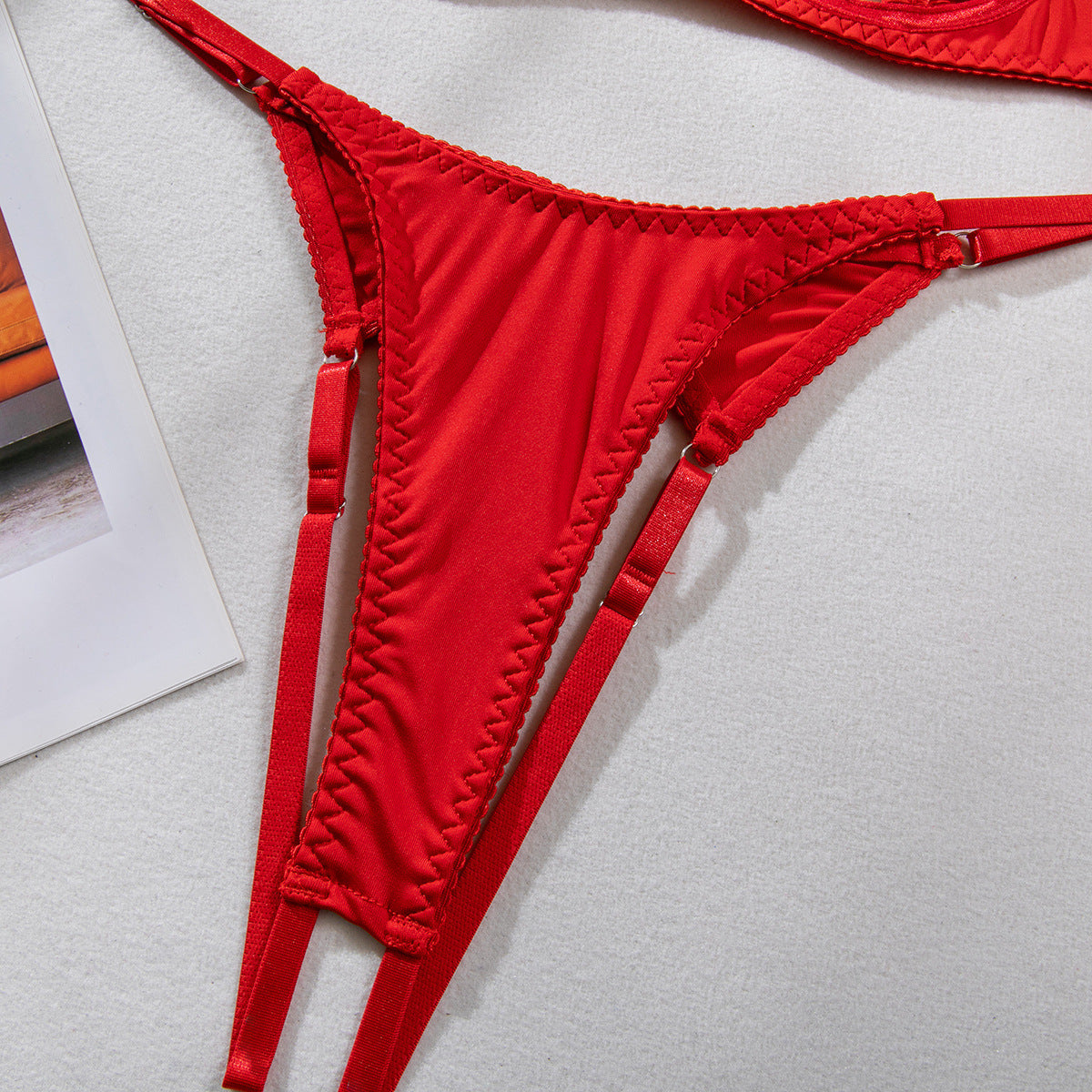 Women's Sexy Hollow Out Chest-Exposing Tassel Lingerie Set, Tempting Halter Neck Open-Crotch Lingerie