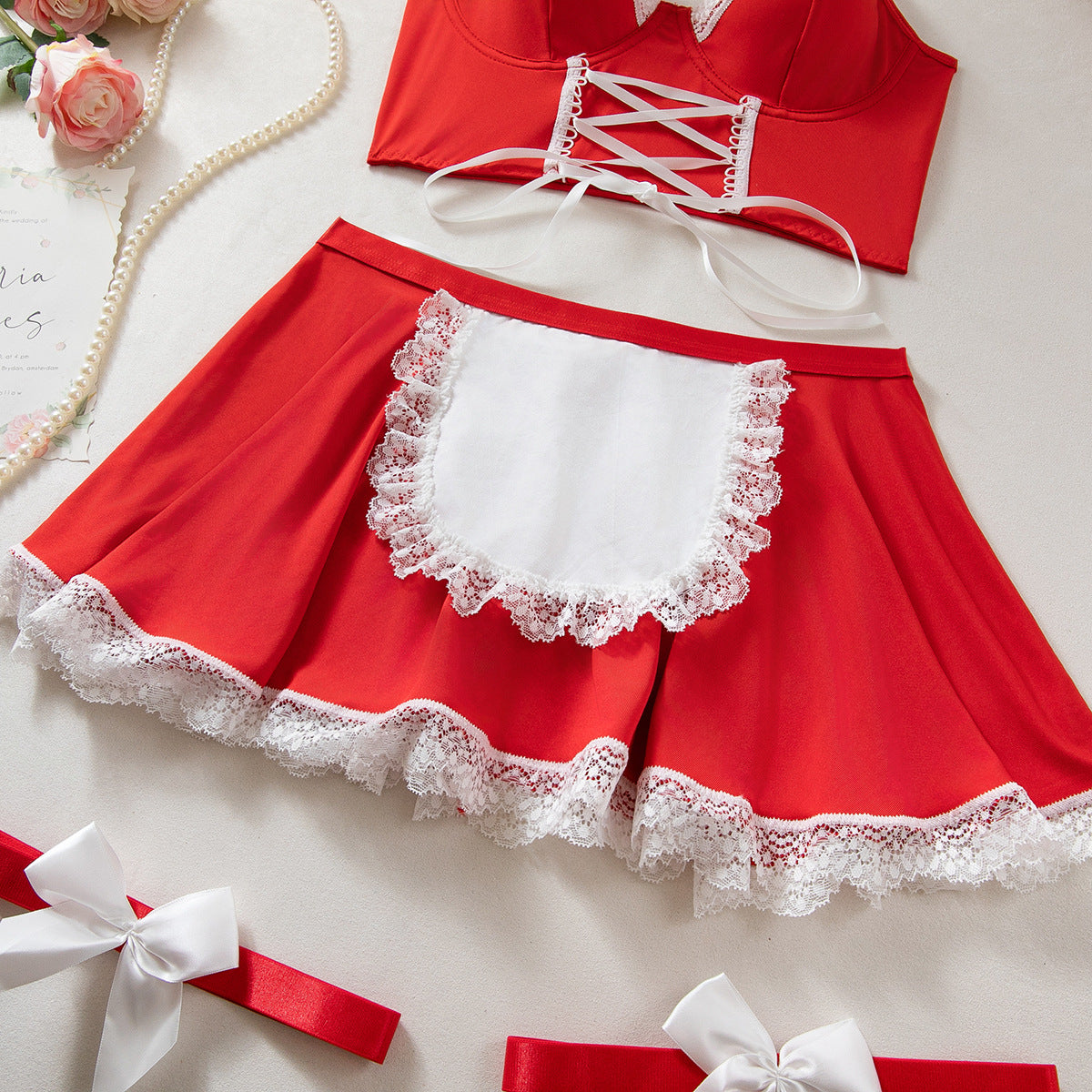 Sexy Strap Temptation Maid Costume, Cosplay Uniform Set