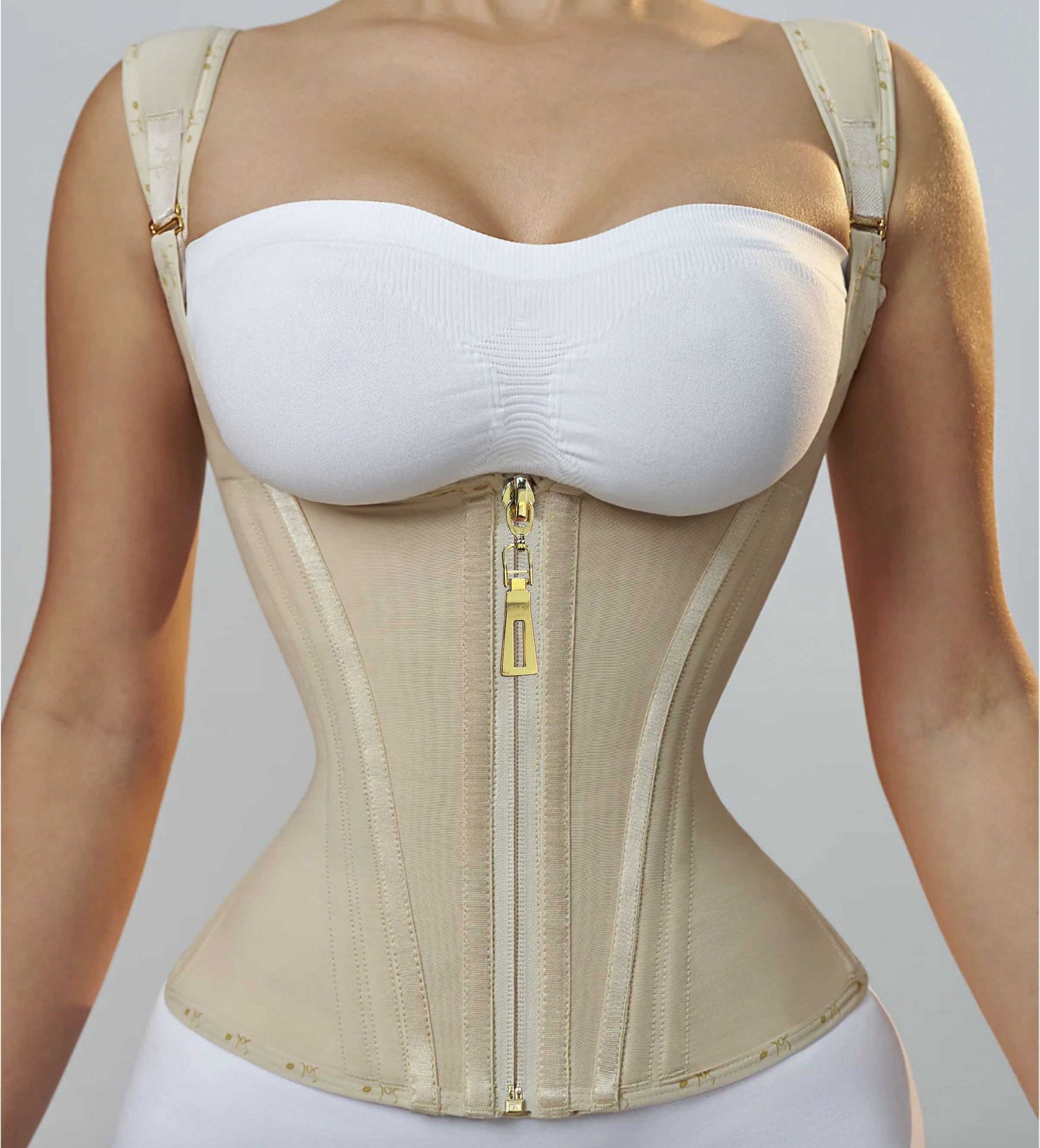 Women's Zipper Double Layer Steel Bone Tight Waist Shaping Top, Tummy Control Latex Shaping Vest XS-XXXL