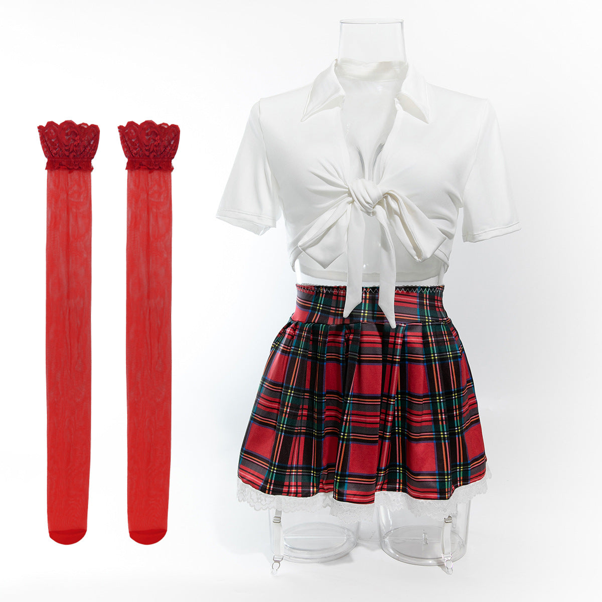 Sexy Hot Plaid Skirt JK Uniform, Deep V Temptation Game Sexy Uniform, Cosplay Underwear Suit