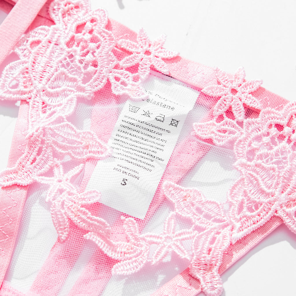 Embroidered water - soluble flower girl's clothing, tulle see - through sexy lingerie bra set