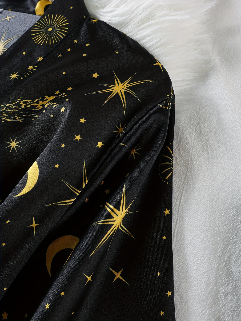 Wholesale European and American Style Imitation Silk Nightgown Black Homewear Four-Piece Set Fashionable Comfortable Lace Trim Pajama Set for Women