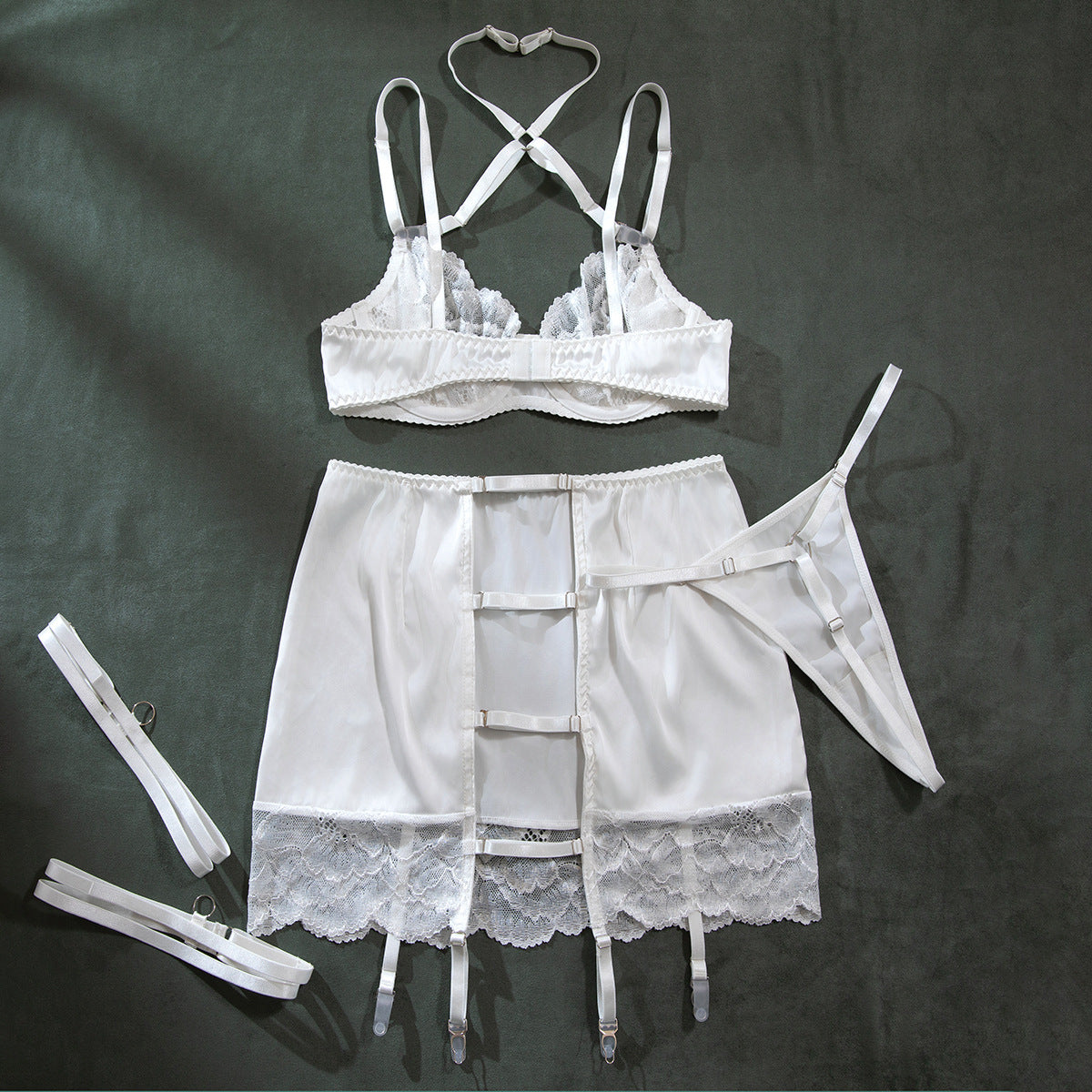 Women's Lace Trim Lingerie Set, Sexy Hollow Out Patchwork Shaping Sexy Lingerie
