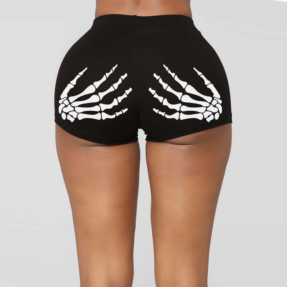 Women's Training Fitness Printed Shorts, Fashionable Sexy Tight Hip-Lifting Sports Shorts
