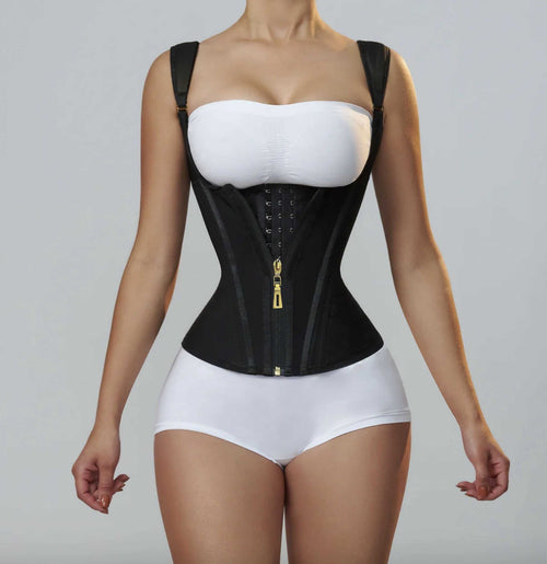 15-bone waist trainer and tummy control belt for women with zipper and buttons, retro corset