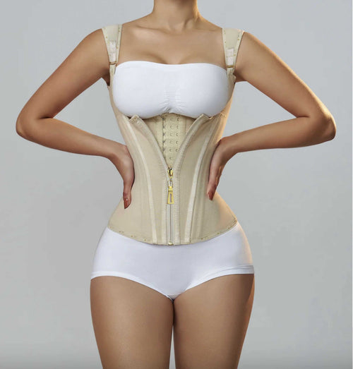15-bone waist trainer and tummy control belt for women with zipper and buttons, retro corset