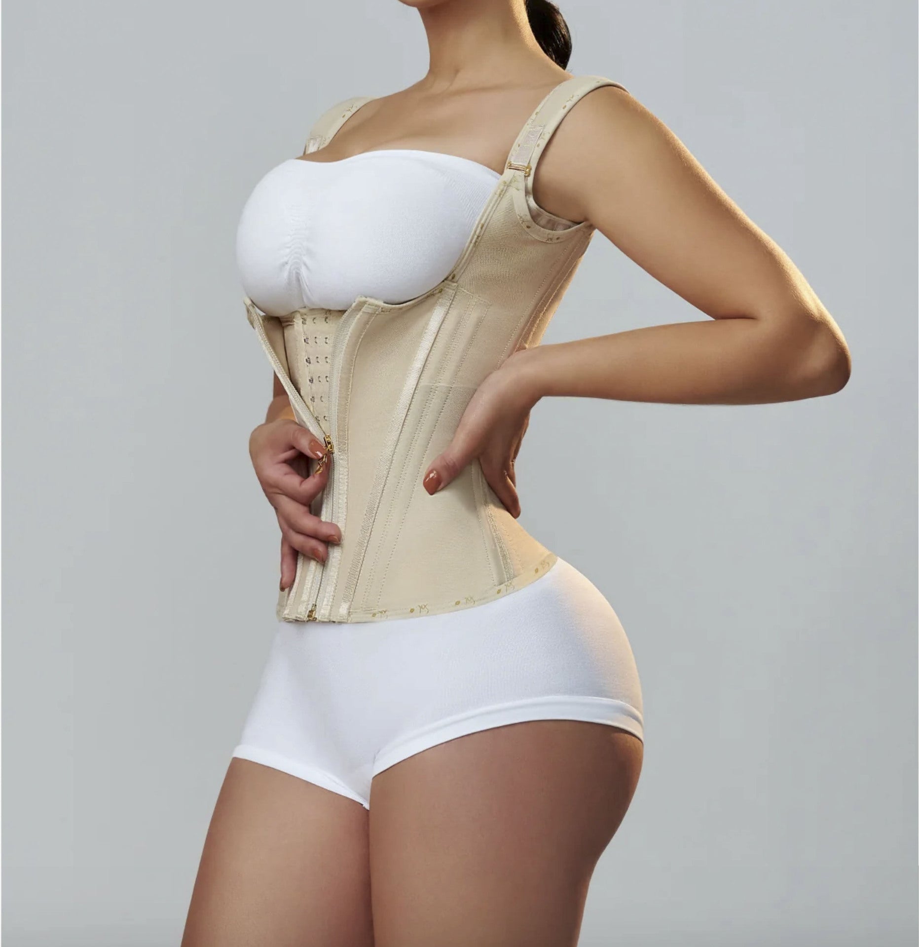 15-bone waist trainer and tummy control belt for women with zipper and buttons, retro corset