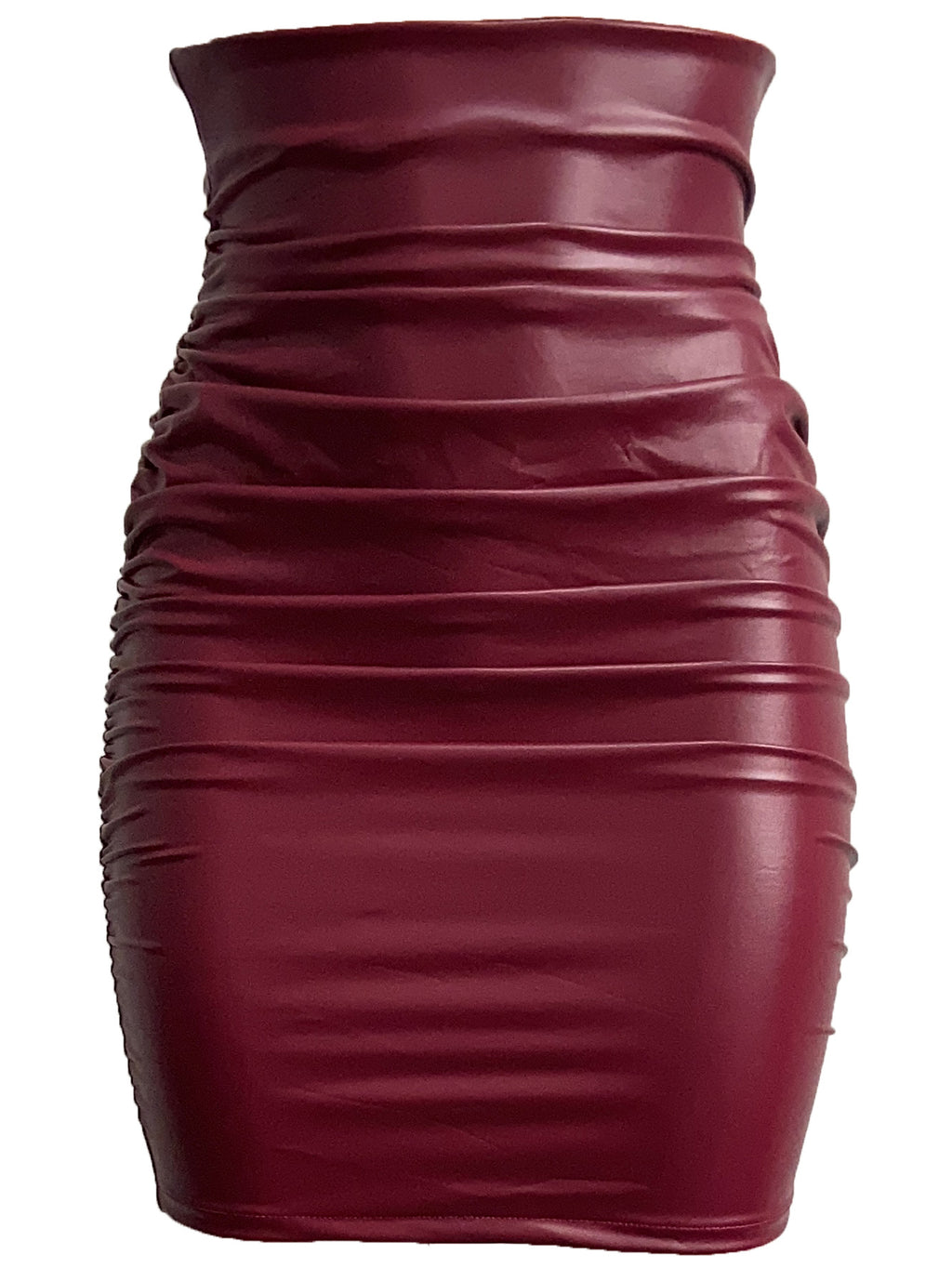 Women's Plus Size Pleated Faux Leather Skirt，Sexy Tight Bodycon Dress，Off-shoulder Short Dress S-XXL