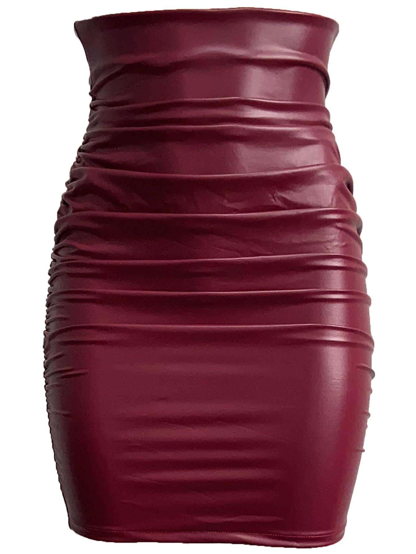 Women's Plus Size Pleated Faux Leather Skirt，Sexy Tight Bodycon Dress，Off-shoulder Short Dress S-XXL