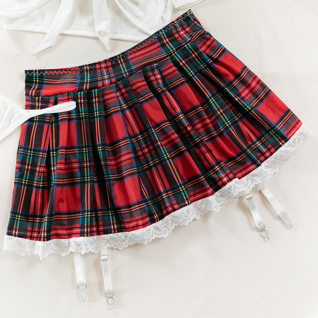 Sexy Hot Plaid Skirt JK Uniform, Deep V Temptation Game Sexy Uniform, Cosplay Underwear Suit
