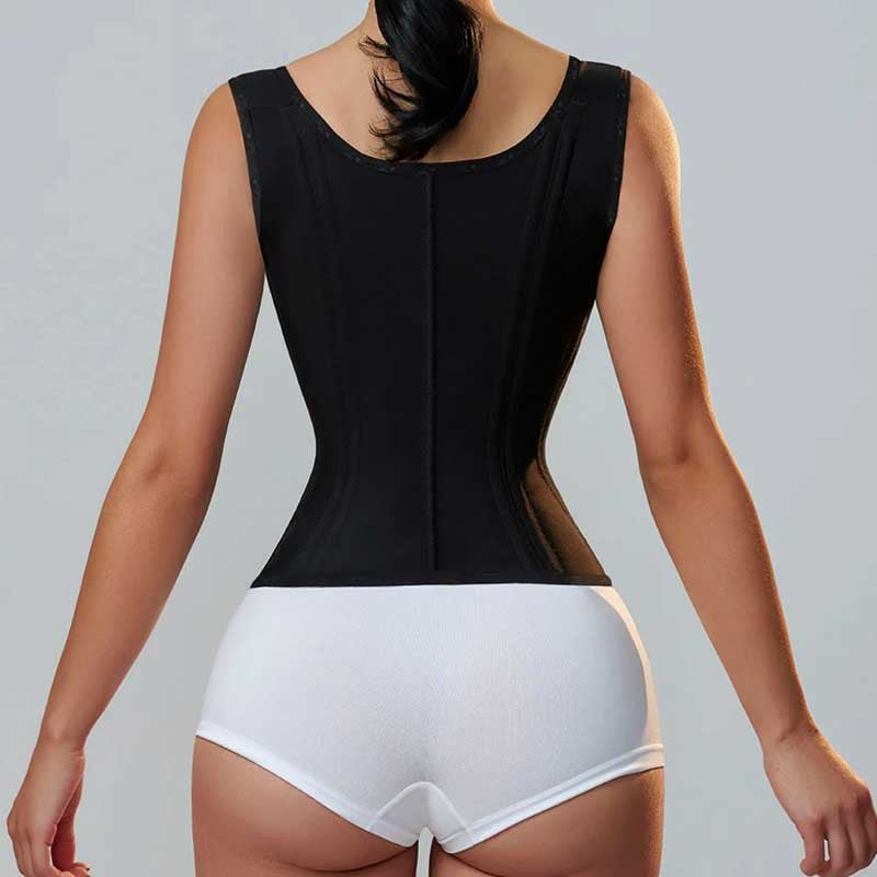 Women's Zipper Double Layer Steel Bone Tight Waist Shaping Top, Tummy Control Latex Shaping Vest XS-XXXL