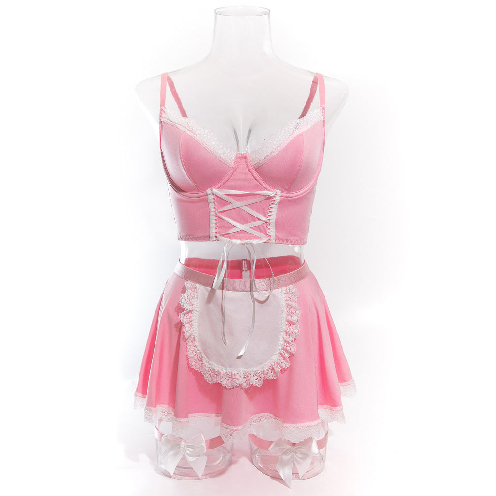 Sexy Strap Temptation Maid Costume, Cosplay Uniform Set