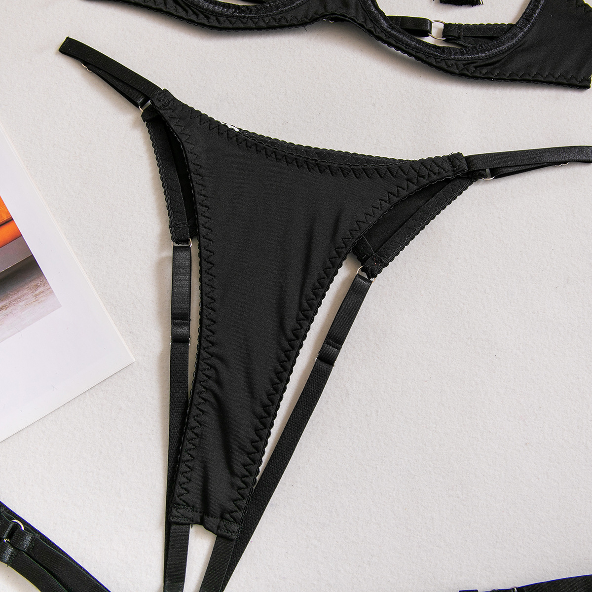 Women's Sexy Hollow Out Chest-Exposing Tassel Lingerie Set, Tempting Halter Neck Open-Crotch Lingerie
