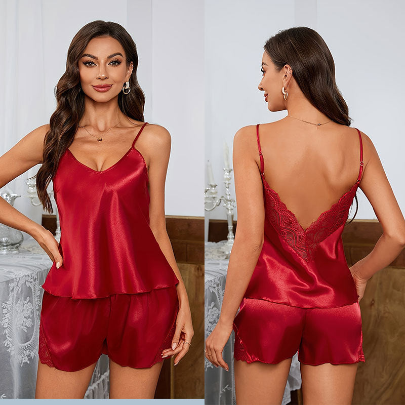 Women's Lace Strap Nightdress，Shorts Thin Home Clothes Set S-XXL
