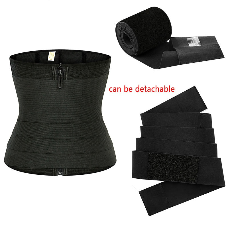 Detachable strap tight waist trainer, tummy control belt for sports shaping, zipper waist clip, waist support, body shaper for women