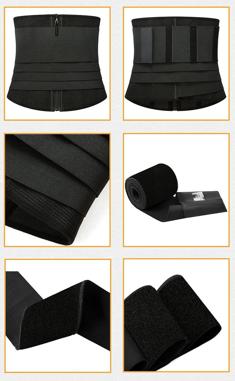 Detachable strap tight waist trainer, tummy control belt for sports shaping, zipper waist clip, waist support, body shaper for women